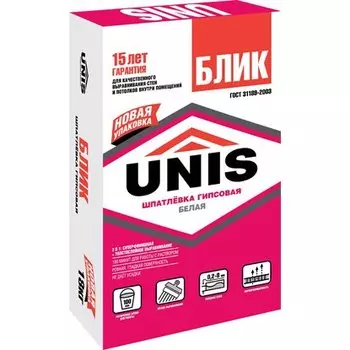шпатлевка гипсовая UNIS Блик 18кг, арт.BLIK-18