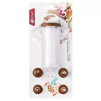 шприц кулинарный APOLLO Dolce 4 насадки пластик микс цветов