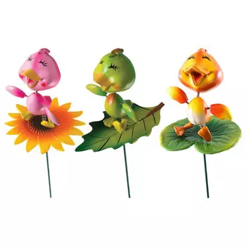 штекер садовый PARK Утенок на цветке 13х10х11,5см общая высота 71см в асс-те