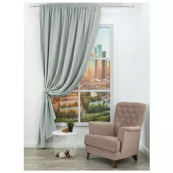 штора портьерная на шт.ленте AMORE MIO микросатен 200х270см белая, арт.19760