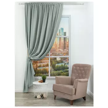 штора портьерная на шт.ленте AMORE MIO микросатен 200х270см серая, арт.19762