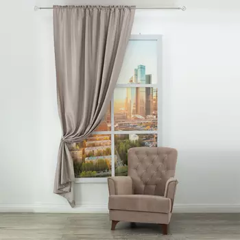 штора портьерная на шт.ленте AMORE MIO софт 150х270см бежевая, арт.28917