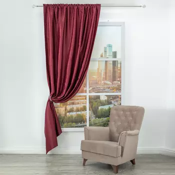 штора портьерная на шт.ленте AMORE MIO софт 150х270см красная, арт.28916