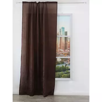 штора портьерная на шт.ленте AMORE MIO тергалет 150х270см коричневая, арт.28463