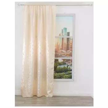 штора портьерная на шт.ленте AMORE MIO жаккард 140х260см бежевая, арт.28450