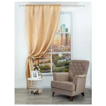 штора портьерная на шт.ленте AMORE MIO жаккард 140х260см песочная, арт.28460