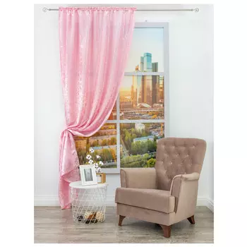 штора портьерная на шт.ленте AMORE MIO жаккард 140х260см розовая, арт.28457