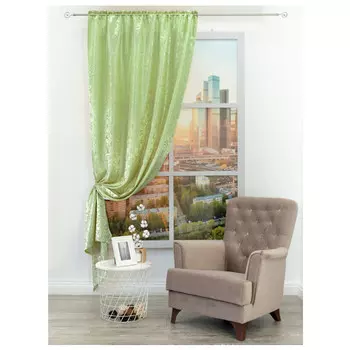 штора портьерная на шт.ленте AMORE MIO жаккард 140х260см зеленая, арт.28452