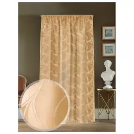 штора портьерная на шт.ленте AMORE MIO жаккард 145х270см бежевая, арт.10357