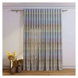 штора портьерная на шт.ленте FOR TO Piccola жаккард 135х180см бежевая, арт.7223402