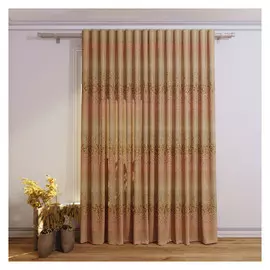 штора портьерная на шт.ленте FOR TO Piccola жаккард 135х180см бежево-розовая, арт.7223405