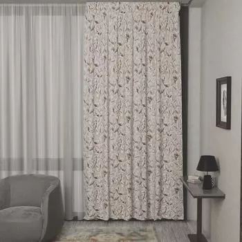 штора портьерная на шт.ленте Garden рогожка печать 200х280см серая, арт.cm1149w2647v10