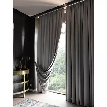 штора портьерная на шт.ленте Garden Теамо блэкаут/светоотраж. 200х280см серая, арт.сw539125V4