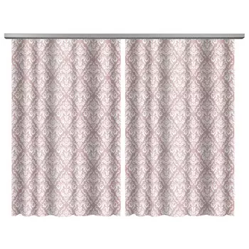 штора портьерная на шт.ленте NAT Пудровые вензеля габардин 145х160см пудровая, арт.80364