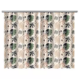 штора портьерная на шт.ленте NAT Монстера габардин 145х160см бежевая, арт.80368