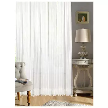 штора тюлевая на шт.ленте AMAZONTEXTILE HOME сетка с вышивкой 300х280см белая, арт.S15751 v2