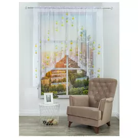 штора тюлевая на шт.ленте AMORE MIO арка жаккард 300х175см белая, арт.28506