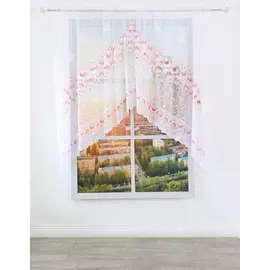 штора тюлевая на шт.ленте AMORE MIO арка жаккард 300х175см белая, арт.28507