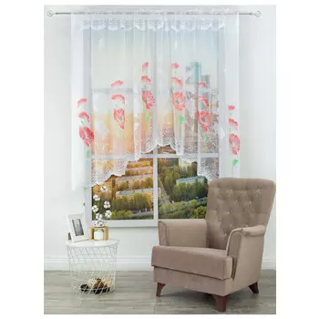 штора тюлевая на шт.ленте AMORE MIO арка жаккард 300х175см белая, арт.28508