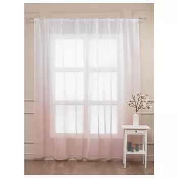 штора тюлевая на шт.ленте AMORE MIO лен 300х260см розовая, арт.41839