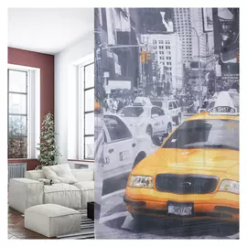 штора тюлевая на шт. ленте AMORE MIO лен с рисунком 145х270см желтая, арт.78764