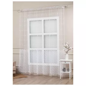 штора тюлевая на шт.ленте AMORE MIO сетка с вышивкой 300х260см белая, арт.36591