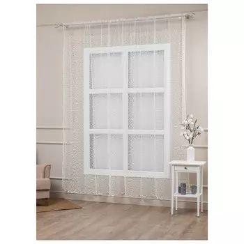 штора тюлевая на шт.ленте AMORE MIO сетка с вышивкой 300х260см кремовая, арт.36589