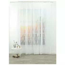 штора тюлевая на шт.ленте AMORE MIO сетка с вышивкой 300х270см белая, арт.29877