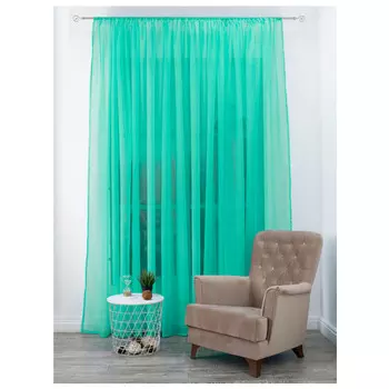 штора тюлевая на шт.ленте AMORE MIO вуаль 600х270см бирюзовая, арт.19785