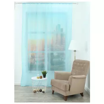 штора тюлевая на шт.ленте AMORE MIO вуаль 600х270см голубая, арт.19783