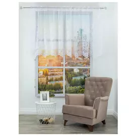 штора тюлевая на шт.ленте AMORE MIO жаккард 300х110см белая, арт.28471