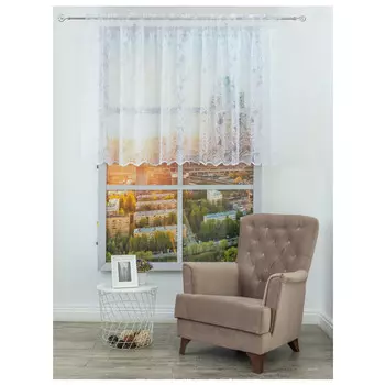 штора тюлевая на шт.ленте AMORE MIO жаккард 300х110см белая, арт.28494