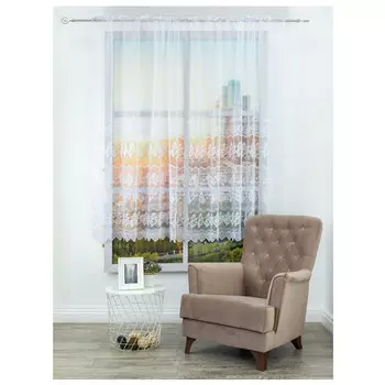 штора тюлевая на шт.ленте AMORE MIO жаккард 300х170см белая, арт.28491