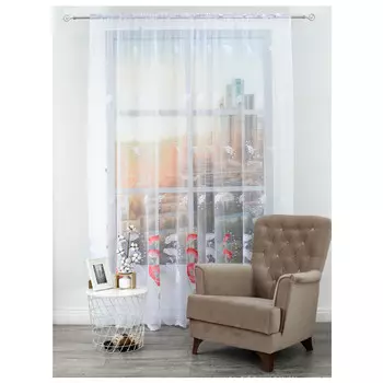 штора тюлевая на шт.ленте AMORE MIO жаккард 300х200см белая, арт.28498