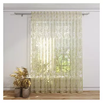 штора тюлевая на шт.ленте FOR TO Attika органза деворе 300х280см зеленая, арт.1234302
