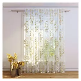 штора тюлевая на шт.ленте FOR TO Chiave органза деворе 300х280см бежево-золотистая, арт.1247803