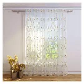 штора тюлевая на шт.ленте FOR TO Ludic органза деворе 300х280см бежево-коричневая, арт.1237804