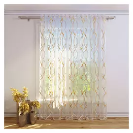 штора тюлевая на шт.ленте FOR TO Ludic органза деворе 300х280см оранжевая, арт.1237805