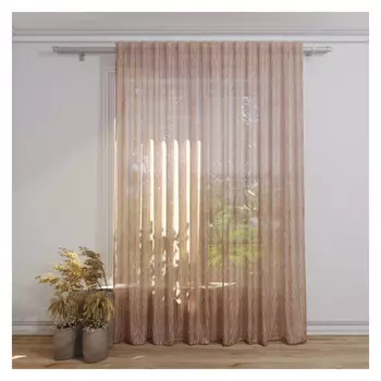 штора тюлевая на шт.ленте FOR TO Mirtos жаккард 300х280см бежевая, арт.12224