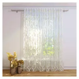 штора тюлевая на шт.ленте FOR TO Ofline органза деворе 300х280см бежево-белая, арт.1244207