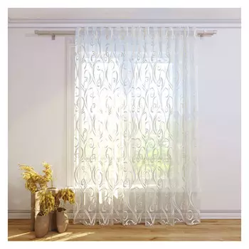 штора тюлевая на шт.ленте FOR TO Ofline органза деворе 300х280см бежево-золотистая, арт.1244211