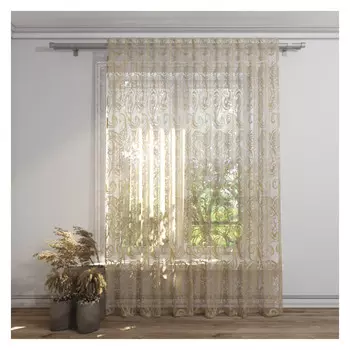 штора тюлевая на шт.ленте FOR TO Olus органза деворе 300х280см бежевая, арт.1234303