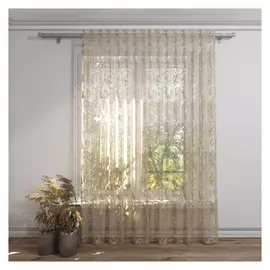 штора тюлевая на шт.ленте FOR TO Olus органза деворе 300х280см бежевая, арт.1234303