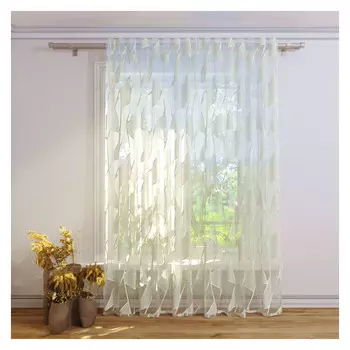 штора тюлевая на шт.ленте FOR TO WOW органза деворе 300х280см бело-бежевая, арт.1244503