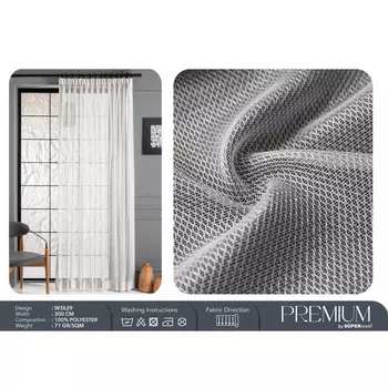 штора тюлевая на шт.ленте PIKAMO сетка 300х280см белая, арт.сw3629v70000