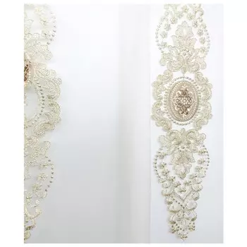 штора тюлевая на шт.ленте ТАС сетка с вышивкой 300х280см бело-бежевая, арт.GS3470