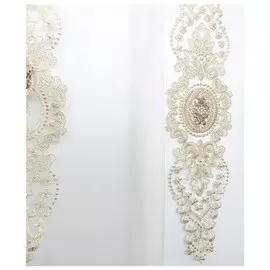 штора тюлевая на шт.ленте ТАС сетка с вышивкой 300х280см бело-бежевая, арт.GS3470