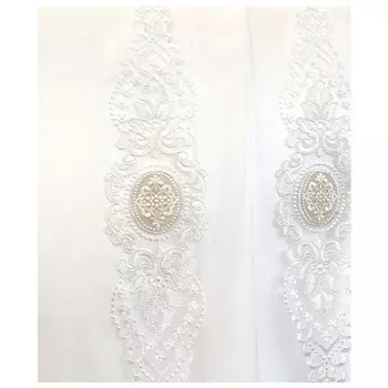 штора тюлевая на шт.ленте ТАС сетка с вышивкой 300х280см бело-бежевая, арт.GS3475