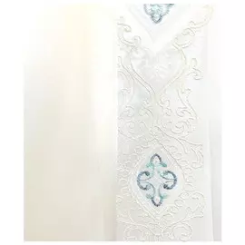 штора тюлевая на шт.ленте ТАС сетка с вышивкой 300х280см бело-голубая, арт.GS3474