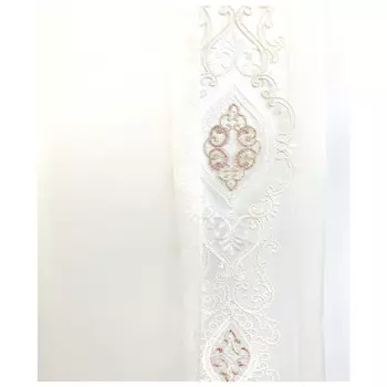 штора тюлевая на шт.ленте ТАС сетка с вышивкой 300х280см бело-розовая, арт.GS3473